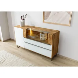 MASSIVMOEBEL24.DE Sideboard 160 x 87 x 43 cm Wildeiche geölt / Weiß