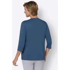Classic Basics 2-in-1-Shirt CLASSIC BASICS "2-in-1-Shirt", Damen, Gr. 46, blau (jeansblau), 100% Baumwolle, unifarben, Rundhals, Shirts 2-in-1 Shirt
