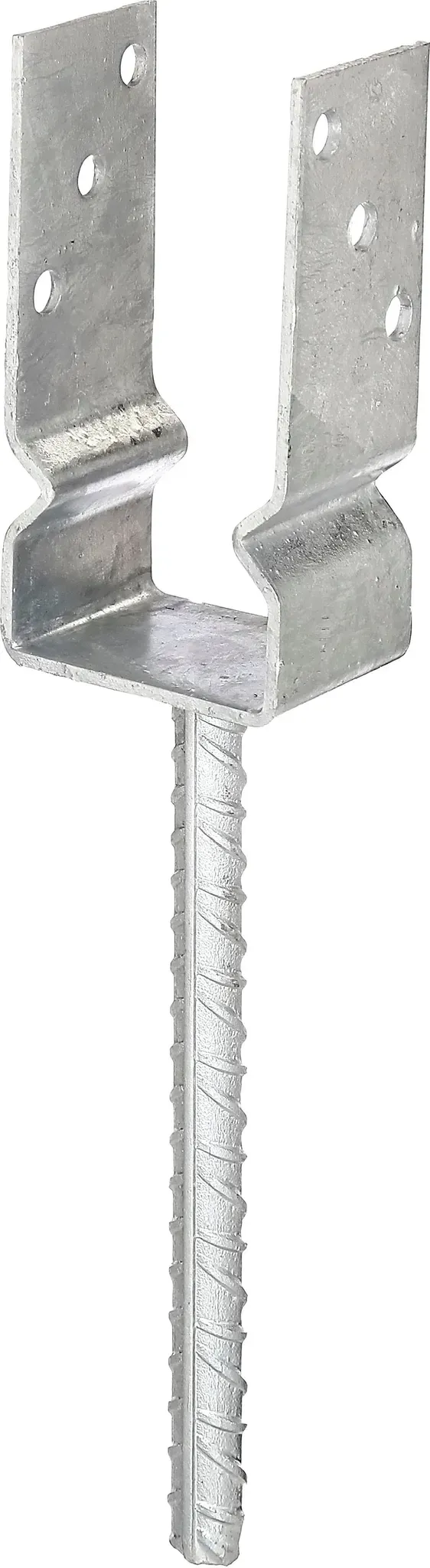 U-Pfostenträger ALBERTS, grau (feuerverzinkt), B:7,1cm T:6cm, Stahl, Bodenanker, feuerverzinkt, lichte Breite 71 mm