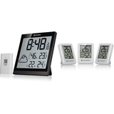 Bresser Wanduhr Wetterstation Funk mit Außensensor TemeoTrend JC mit DCF Funkuhr mit großer Anzeige & Thermometer Hygrometer Temeo Hygro Indicator 3er-Set zum Aufstellen, 4.5x1.6x5.8 cm, Weiß