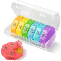 Tablettenbox 7 Tage Große Fächer, Medikamentenbox 7 Tage 4 Fächer Tabletten Organizer Mit 28 Extra Großen Fächern für Woche, Tragbare Pillendose Morgens Mittags Abends Reise Pillenbox für Vitamin