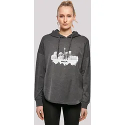 Kapuzenpullover F4NT4STIC "Cities Collection - Berlin skyline", Damen, Gr. XS, grau (charcoal), Obermaterial: 100% Baumwolle, casual, oversize, Langarm, Pullover, Print