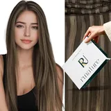 RUNATURE Extensions Echthaar Tressen Zum Einnähen Braun 35cm Extensions Echthaar Tressen Glatt Weft Extensions Echthaar 100g Farbe #2P8A