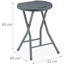 Relaxdays Klapphocker, 2er Set, & Balkon, klappbarer Outdoor Sitzhocker, HTB: 46 x 32 x 29 cm, grau