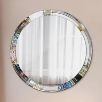 Tulup Spiegel, Perlmutt, Glas, Rund, 100x100x0.4 cm, Spiegel, Wandspiegel
