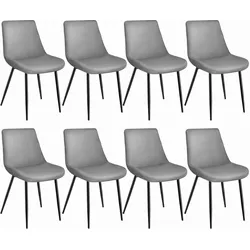 TECTAKE Set Stuhl Monroe Samtoptik  8er Setgrau