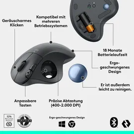 Logitech ERGO M575S kabellose Trackball-Maus, Bluetooth - Graphit