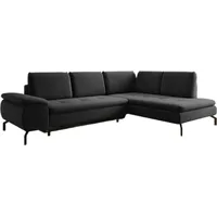 Luxusbetten24 Designer Sofa Verila L mit Schlaf- und Klappfunktion Samt Rechts - Grau