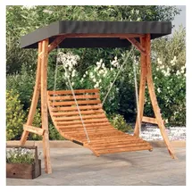 vidaXL Hollywoodschaukel mit Dach Massivholz Fichte mit Teak-Finish