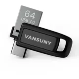 USB Stick 64GB 3.0 Dual USB C Stick 64GB Mini USB Stick Type C 2 in 1 OTG Speicherstick 3.0 Wasserdichtes Flash Laufwerk für iPhone 15/Smartphone/Tablet Mac/Computer/Handy