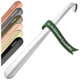 JK Trade Schuhlöffel 42cm Edelstahl poliert (1-tlg., lang & stabil), Metall Schuhanzieher lang zum Stehen, Aufhängbar, 2mm Extra Stabil silberfarben