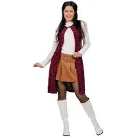 Karneval-Klamotten Kostüm Retro Damen 70er Jahre Damenkostüm, 70er Jahre Frauenkostüm Weste Rock und Top Karneval Fasching beige|rot|schwarz 40