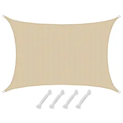 AMANKA UV Sonnensegel 4x6 HDPE Rechteckig Sonnenschutz Überdachung Garten Balkon Beige