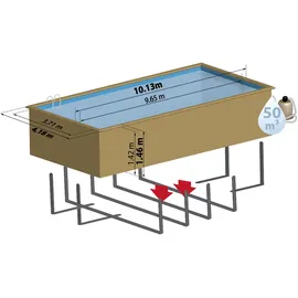 Gre Sunbay Swimmingpool rechteckig 1018 x 427 x 146 cm inkl. Filterpumpe und Poolleiter