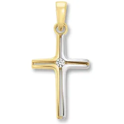 Ketten-Anhänger ONE ELEMENT "Zirkonia Kreuz Anhänger aus 333 Gelbgold", gold, Schmuckanhänger, Damen, Gelbgold 333-Gold, Gelbgold 333, Gold, für Damen – elegant, modern & vielseitig kombinierbar