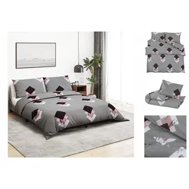 vidaXL Bettwäsche-Set Grau 220 x 240 cm + 80 x 80 cm