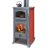 EEK A - Kaminofen mit Backfach und Herdplatte Cucina bordeaux - 9,7kW