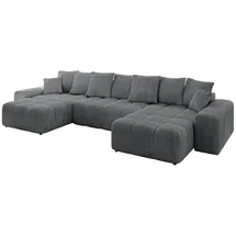 altdecor Ecksofa Cord 6-Sitzer Dunkelgrau