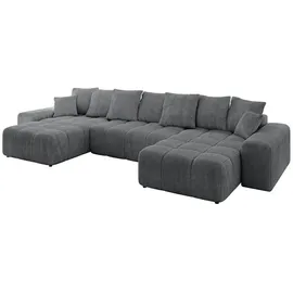 altdecor Ecksofa Cord 6-Sitzer Dunkelgrau