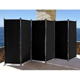 Quick Star Paravent 6 Teilig 340x165cm Stoff Raumteiler Trennwand Balkon Sichtschutz Stellwand Faltbar Schwarz Metall, 340x170 cm, Sonnen- - Garten, &