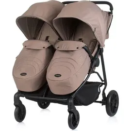 Chipolino Zwillingskinderwagen Top Stars, 77 cm breit, Wickeltasche, Fußsack beige braun