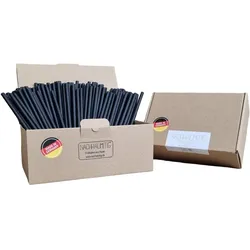 Trinkhalme, Strohhalme, schwarz, Papier, Made in Germany,  FSC-zertifiziertes Papier, 8 mm x 200 mm, im Karton je 250 Stück, aus eigener Produktion.