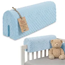 Totsy Baby Bettkantenschutz für Kinderbetten Minky 80 cm - Schutz für Bettrahmen Baby Bett rausfallschutz für boxspringbett bettgitter mit Minky Bezug Kantenschutz Kinder Babybett Oeko-Tex Blau