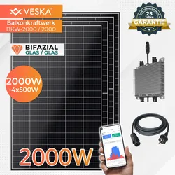 Balkonkraftwerk 2000W/2000W Bifazial Photovoltaik Solaranlage WIFI Smarte Mini-PV Anlage