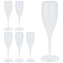 Relaxdays Sektgläser Kunststoff, 6er Set, bruchfest - BPA-frei, Mehrweg Champagner Gläser, 100 ml, Sektbecher, weiß