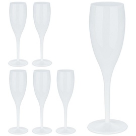 Relaxdays Sektgläser Kunststoff, 6er Set, bruchfest - BPA-frei, Mehrweg Champagner Gläser, 100 ml, Sektbecher, weiß