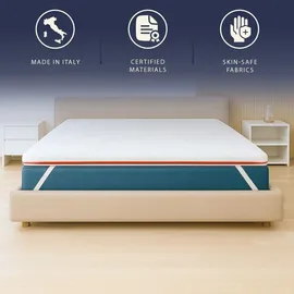 The White Stone Memory-Foam-Topper 180 x 200 cm H2 Leinen