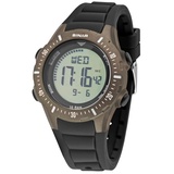 SINAR Jungenuhr Herrenuhr Jugend Armbanduhr Digital Quarz 10 bar mit Silikonarmband und Licht Schwarz Braun XR-12-5