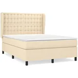 vidaXL Boxspringbett mit Matratze Creme 140x200 cm Stoff1372586