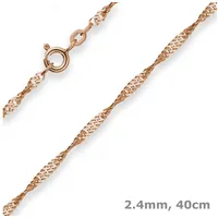 Schmuck Krone Goldkette 2,4mm Singapurkette aus 585 Rotgold 40cm, Gold 585 goldfarben