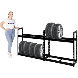 Proregal Reifenregal Metall 100x110x35 cm schwarz mit Ebenen bis zu 16 Reifen