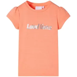Kinder-T-Shirt mit Flügelärmeln Neonorange 140 – Strahlend & mit Pailletten-Schriftzug - 140