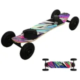 Howzit PeakFlow Mountainboard für Gelände, 96 cm, aus Birkenholz, 9-lagig, Trucks Typ Skate 36 cm & aufblasbare 8-Zoll-Räder, verstellbare Befestigungen, Klettverschluss, ideal für Freeride