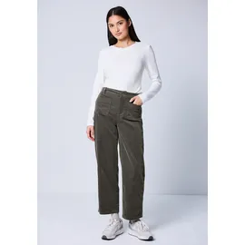 street one studio Cordhose High Waist Hollow Grün 46