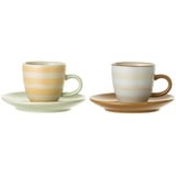 Bloomingville Espressotasse mit Untertasse Miami, gelb braun, Keramik, 2er Set