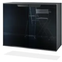 Vladon Kommode, Schwarz Hochglanz, Holzwerkstoff, 92.5x73.5x35 cm, Wohnzimmer, Kommoden