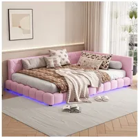 MODFU Schlafsofa 16 Farben Umgebungslicht, USB-Anschluss, Bequemes Material, 140*200cm, ohne Matratze rosa