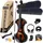 Pyle Audio Pyle E Geige, 4/4 Elektrische Violine aus Massivem Holz, Electric Stille Violine in Volle Größe mit Kopfhörer, Extra Saiten Set, Bogen, Audiokabel, Schulterstütze, für Anfänger und Fortgeschrittene