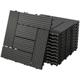 ECD Germany Terrassendielen WPC Bodenplatte Terrassenfliesen Fliesen mit Drainage und Klicksystem, BxL: je 30x30 cm, 22 mm Stärke, Bodenbelag 2m2/22 Stück Anthrazit rutschfest Balkonfliesen weiß