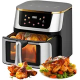 Heißluftfritteuse 12L, 1500 W Mini-Backofen mit LED-Touchscreen, 8 Funktionen, sichtbares Fenster, ölfreie Heißluftfritteuse, multifunktionale elektrische Fritteuse, Air Fryer geeignet für die Küche