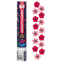 Konfettikanone rot rosa Blumen 30 cm