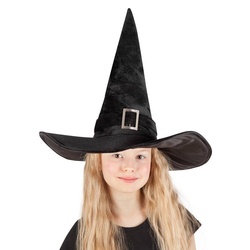 Boland Kostüm Hexenhut für Kinder, Spitzer Hexenhut für Euer Hexen Kinderkostüm schwarz