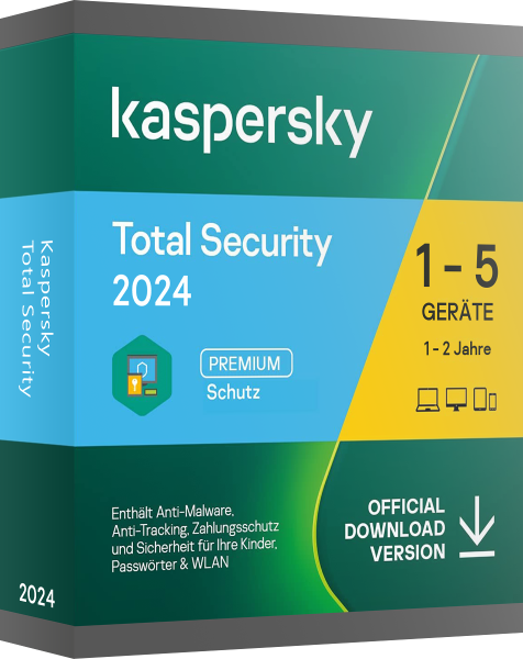 Kaspersky Total Security 2024 | 5 Geräte / 2 Jahre, Sofortdownload + Produkts...