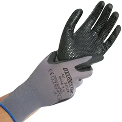 10x12 Paar Arbeitshandschuhe "Ergo Flex Noppen" Gr. XL/10 Grau Länge: 26 cm Handschuhe Sicherheitshandschuhe