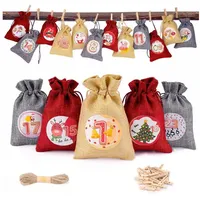 LuxusKollektion befüllbarer Adventskalender Adventskalender 2025 24 Jutesäckchen Bedruckte Zahlenaufkleber