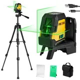 PREXISO Kreuzlinienlaser mit Stativ Grün 30m Selbstnivellierend